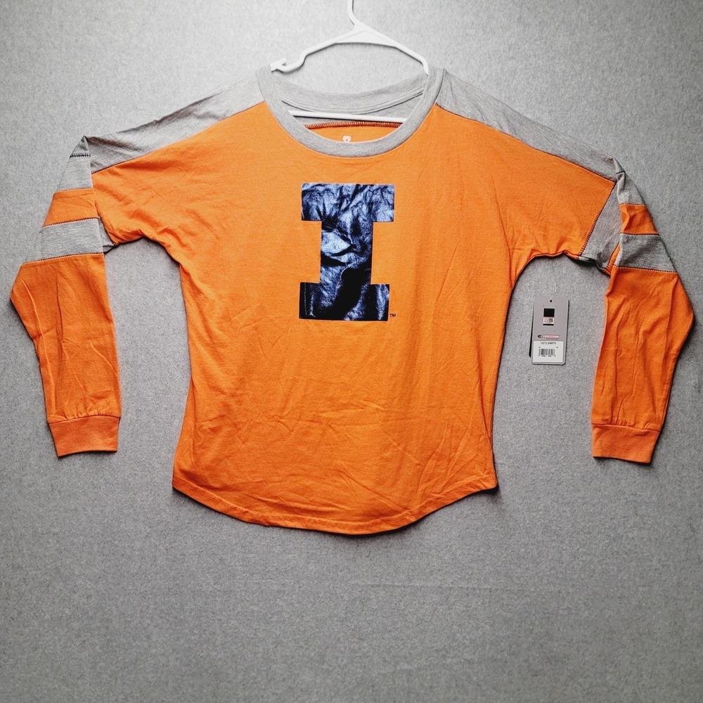 Colosseum Illinois Fighting Illini Shirt Womens Medium Orange Long Sleeve Raglan